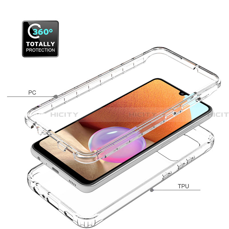 Silikon Hülle Handyhülle Ultra Dünn Flexible Schutzhülle Tasche Transparent Vorder und Rückseite 360 Grad Ganzkörper Farbverlauf für Samsung Galaxy A32 4G groß