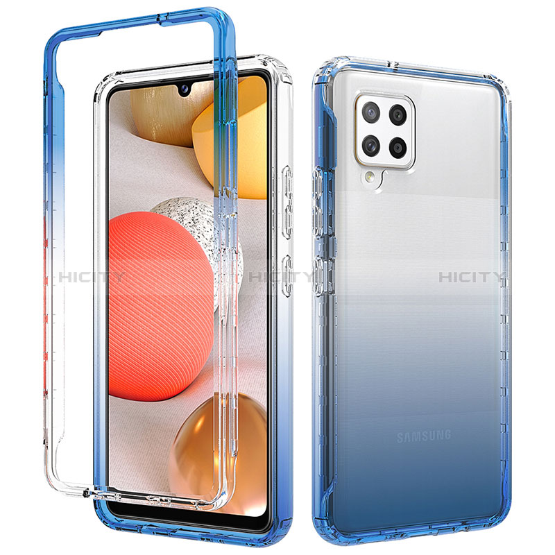 Silikon Hülle Handyhülle Ultra Dünn Flexible Schutzhülle Tasche Transparent Vorder und Rückseite 360 Grad Ganzkörper Farbverlauf für Samsung Galaxy A42 5G Blau