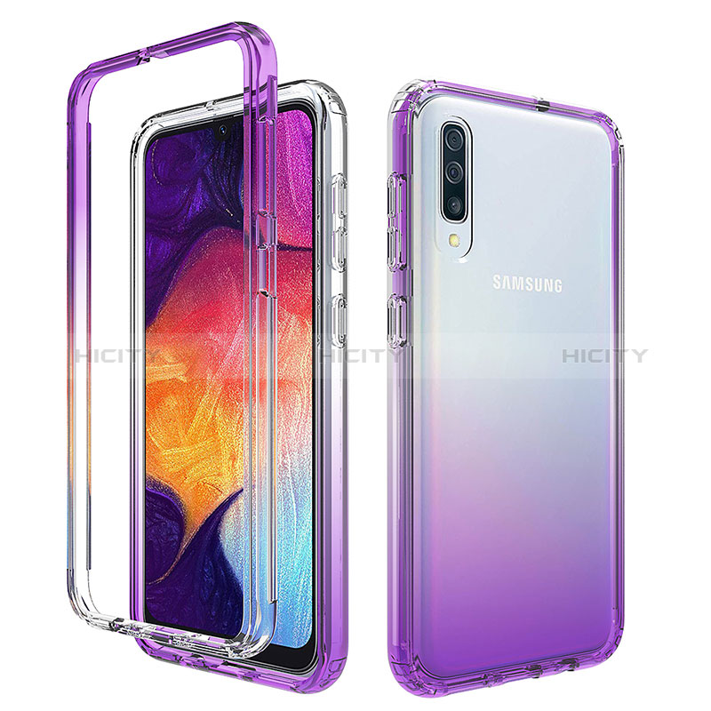 Silikon Hülle Handyhülle Ultra Dünn Flexible Schutzhülle Tasche Transparent Vorder und Rückseite 360 Grad Ganzkörper Farbverlauf für Samsung Galaxy A50