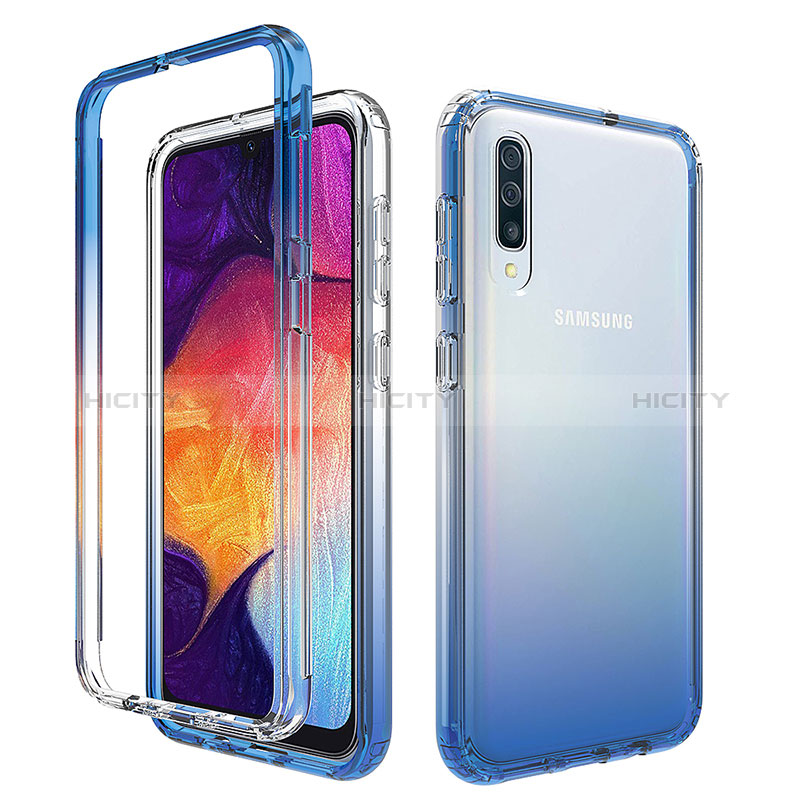 Silikon Hülle Handyhülle Ultra Dünn Flexible Schutzhülle Tasche Transparent Vorder und Rückseite 360 Grad Ganzkörper Farbverlauf für Samsung Galaxy A50