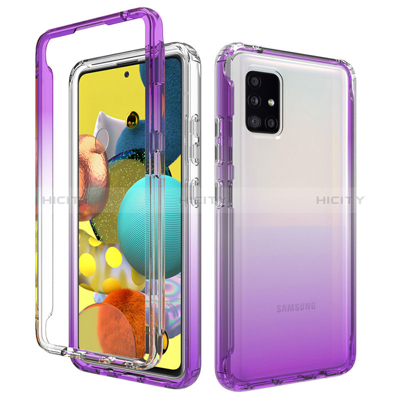 Silikon Hülle Handyhülle Ultra Dünn Flexible Schutzhülle Tasche Transparent Vorder und Rückseite 360 Grad Ganzkörper Farbverlauf für Samsung Galaxy A51 5G groß