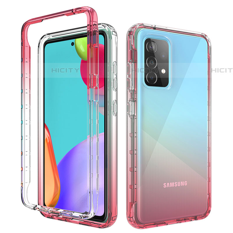 Silikon Hülle Handyhülle Ultra Dünn Flexible Schutzhülle Tasche Transparent Vorder und Rückseite 360 Grad Ganzkörper Farbverlauf für Samsung Galaxy A52 4G