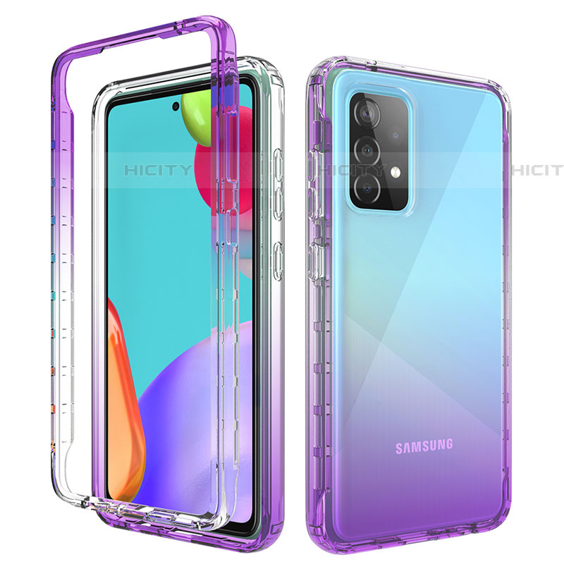 Silikon Hülle Handyhülle Ultra Dünn Flexible Schutzhülle Tasche Transparent Vorder und Rückseite 360 Grad Ganzkörper Farbverlauf für Samsung Galaxy A52 4G