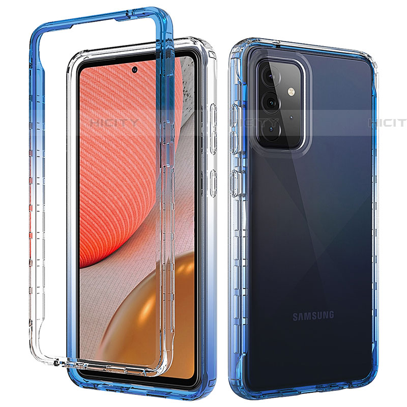 Silikon Hülle Handyhülle Ultra Dünn Flexible Schutzhülle Tasche Transparent Vorder und Rückseite 360 Grad Ganzkörper Farbverlauf für Samsung Galaxy A72 4G groß