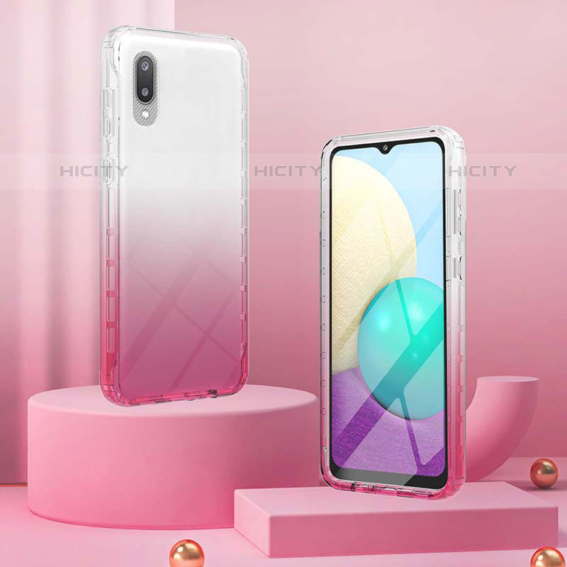 Silikon Hülle Handyhülle Ultra Dünn Flexible Schutzhülle Tasche Transparent Vorder und Rückseite 360 Grad Ganzkörper Farbverlauf für Samsung Galaxy M02