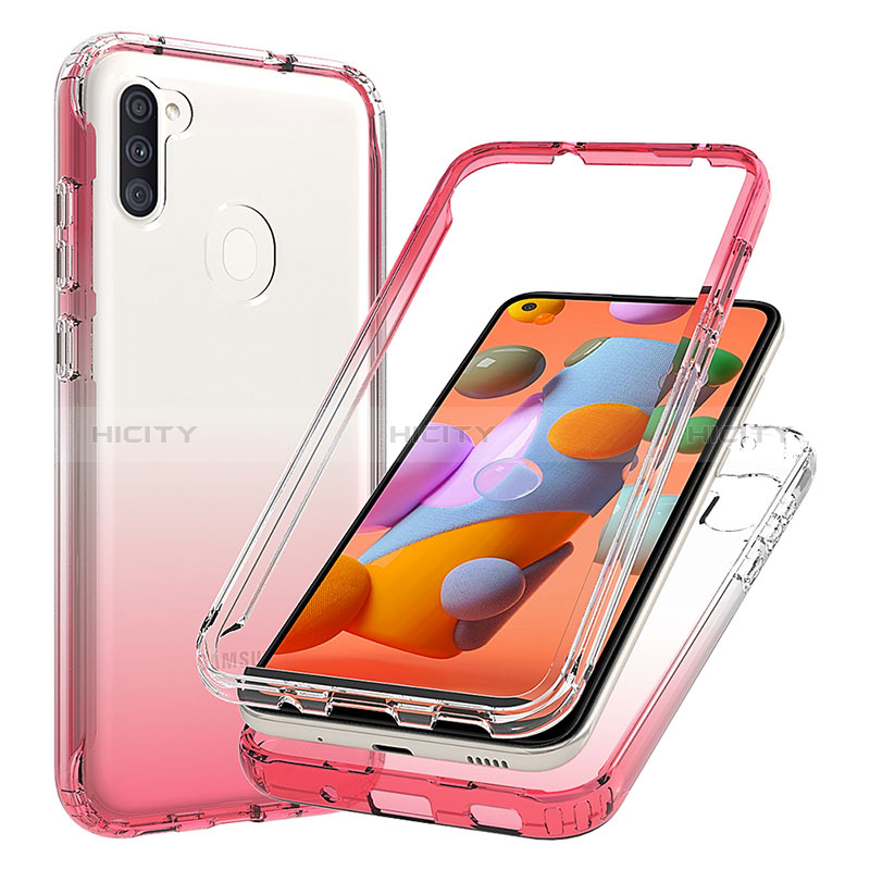 Silikon Hülle Handyhülle Ultra Dünn Flexible Schutzhülle Tasche Transparent Vorder und Rückseite 360 Grad Ganzkörper Farbverlauf für Samsung Galaxy M11 groß