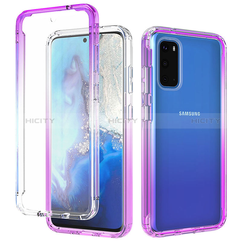 Silikon Hülle Handyhülle Ultra Dünn Flexible Schutzhülle Tasche Transparent Vorder und Rückseite 360 Grad Ganzkörper Farbverlauf für Samsung Galaxy S20 groß