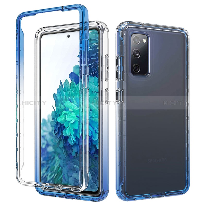 Silikon Hülle Handyhülle Ultra Dünn Flexible Schutzhülle Tasche Transparent Vorder und Rückseite 360 Grad Ganzkörper Farbverlauf für Samsung Galaxy S20 FE (2022) 5G Blau Plus