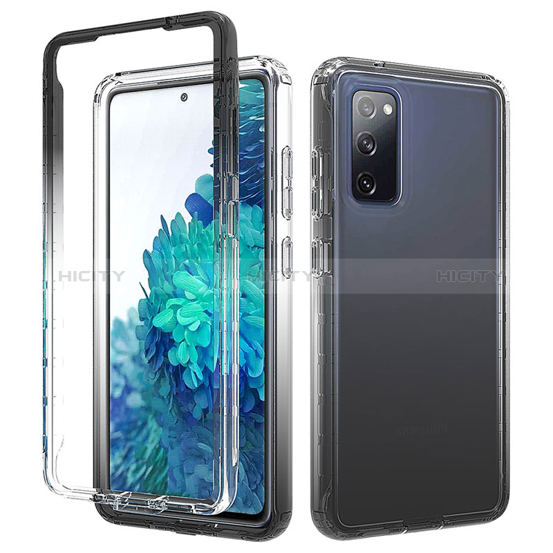 Silikon Hülle Handyhülle Ultra Dünn Flexible Schutzhülle Tasche Transparent Vorder und Rückseite 360 Grad Ganzkörper Farbverlauf für Samsung Galaxy S20 FE 4G Dunkelgrau Plus