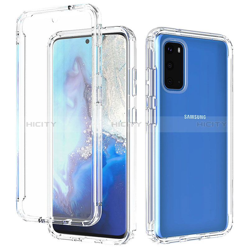 Silikon Hülle Handyhülle Ultra Dünn Flexible Schutzhülle Tasche Transparent Vorder und Rückseite 360 Grad Ganzkörper Farbverlauf für Samsung Galaxy S20 Klar