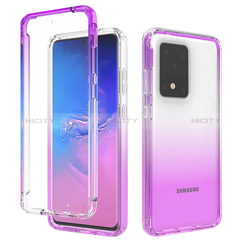 Silikon Hülle Handyhülle Ultra Dünn Flexible Schutzhülle Tasche Transparent Vorder und Rückseite 360 Grad Ganzkörper Farbverlauf für Samsung Galaxy S20 Ultra 5G