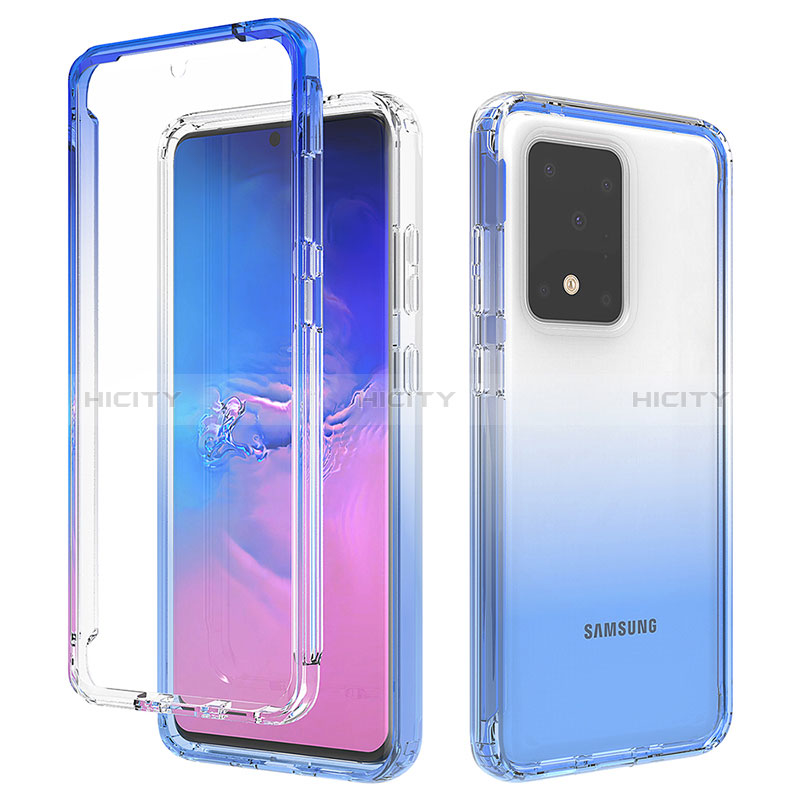 Silikon Hülle Handyhülle Ultra Dünn Flexible Schutzhülle Tasche Transparent Vorder und Rückseite 360 Grad Ganzkörper Farbverlauf für Samsung Galaxy S20 Ultra 5G