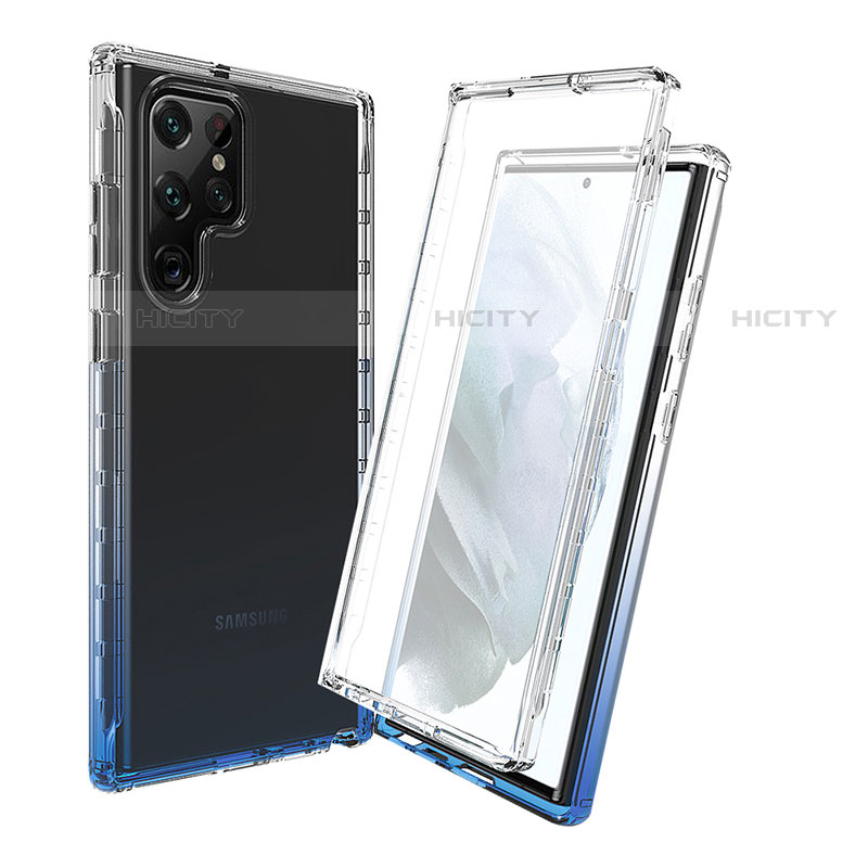Silikon Hülle Handyhülle Ultra Dünn Flexible Schutzhülle Tasche Transparent Vorder und Rückseite 360 Grad Ganzkörper Farbverlauf für Samsung Galaxy S21 Ultra 5G