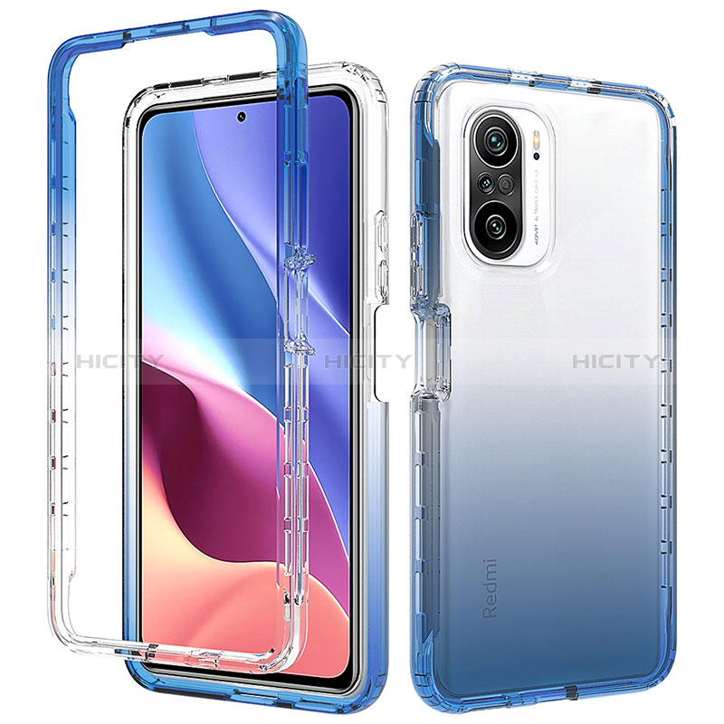 Silikon Hülle Handyhülle Ultra Dünn Flexible Schutzhülle Tasche Transparent Vorder und Rückseite 360 Grad Ganzkörper Farbverlauf für Xiaomi Mi 11i 5G Blau