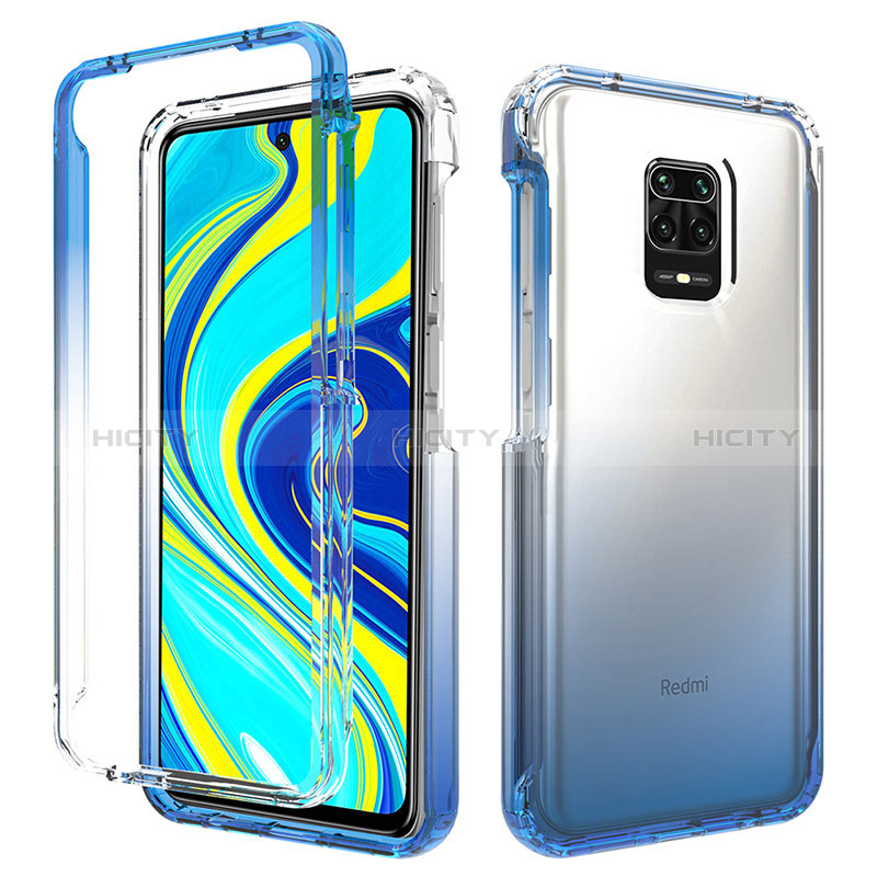 Silikon Hülle Handyhülle Ultra Dünn Flexible Schutzhülle Tasche Transparent Vorder und Rückseite 360 Grad Ganzkörper Farbverlauf für Xiaomi Poco M2 Pro Blau Plus