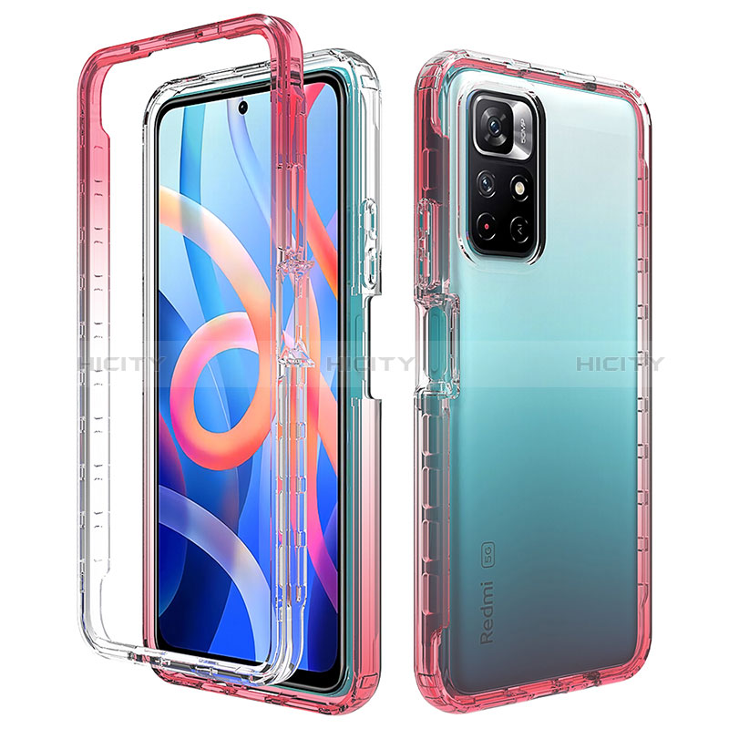 Silikon Hülle Handyhülle Ultra Dünn Flexible Schutzhülle Tasche Transparent Vorder und Rückseite 360 Grad Ganzkörper Farbverlauf für Xiaomi Poco M4 Pro 5G groß