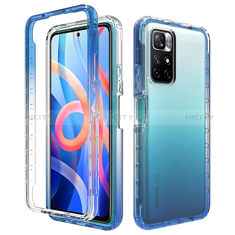 Silikon Hülle Handyhülle Ultra Dünn Flexible Schutzhülle Tasche Transparent Vorder und Rückseite 360 Grad Ganzkörper Farbverlauf für Xiaomi Poco M4 Pro 5G groß