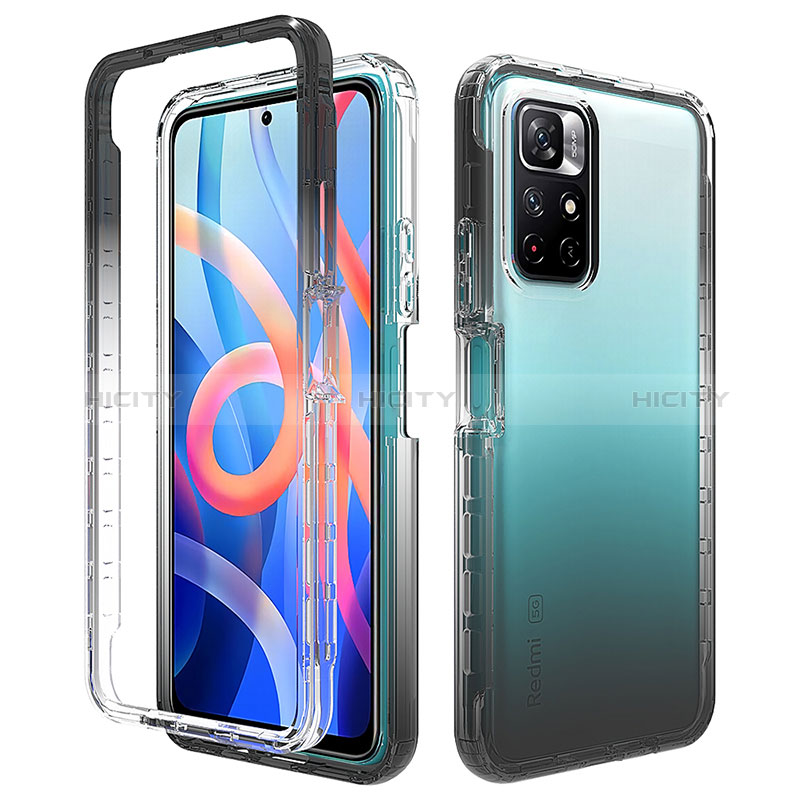 Silikon Hülle Handyhülle Ultra Dünn Flexible Schutzhülle Tasche Transparent Vorder und Rückseite 360 Grad Ganzkörper Farbverlauf für Xiaomi Poco M4 Pro 5G groß