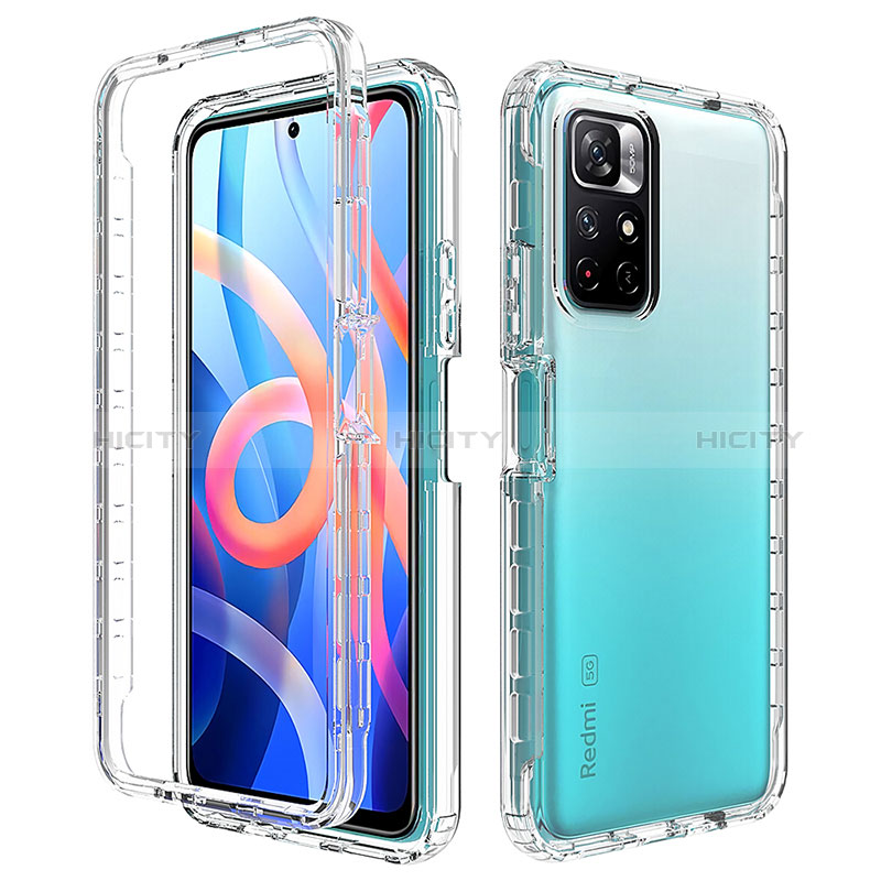 Silikon Hülle Handyhülle Ultra Dünn Flexible Schutzhülle Tasche Transparent Vorder und Rückseite 360 Grad Ganzkörper Farbverlauf für Xiaomi Poco M4 Pro 5G groß