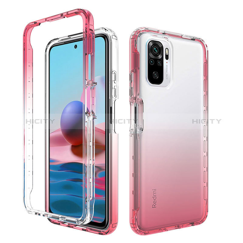 Silikon Hülle Handyhülle Ultra Dünn Flexible Schutzhülle Tasche Transparent Vorder und Rückseite 360 Grad Ganzkörper Farbverlauf für Xiaomi Poco M5S Rot Plus