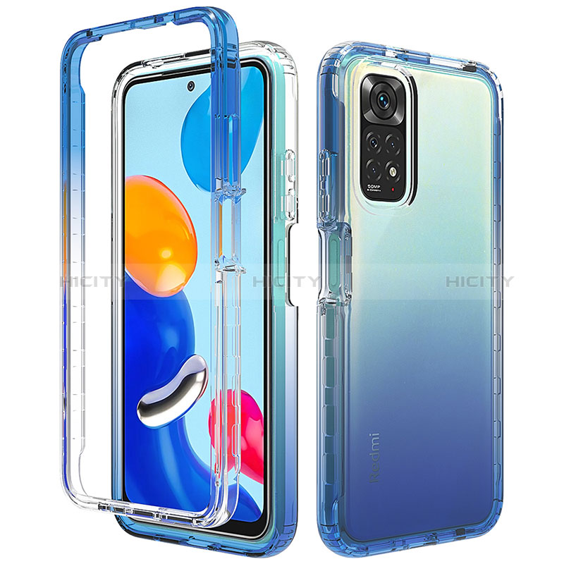 Silikon Hülle Handyhülle Ultra Dünn Flexible Schutzhülle Tasche Transparent Vorder und Rückseite 360 Grad Ganzkörper Farbverlauf für Xiaomi Redmi Note 11 Pro 4G Blau Plus