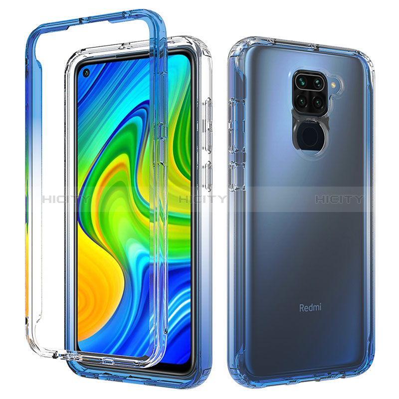 Silikon Hülle Handyhülle Ultra Dünn Flexible Schutzhülle Tasche Transparent Vorder und Rückseite 360 Grad Ganzkörper Farbverlauf für Xiaomi Redmi Note 9 Blau