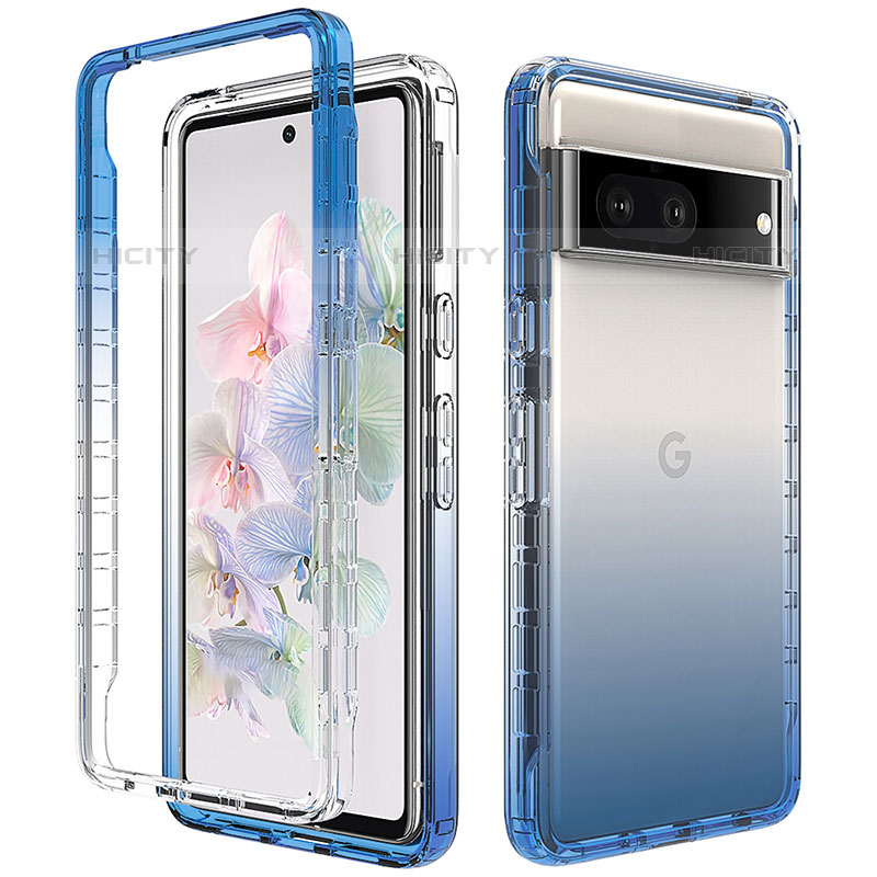 Silikon Hülle Handyhülle Ultra Dünn Flexible Schutzhülle Tasche Transparent Vorder und Rückseite 360 Grad Ganzkörper Farbverlauf JX1 für Google Pixel 7 5G groß