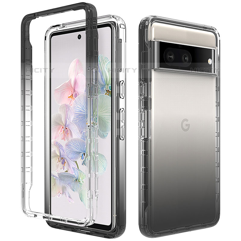 Silikon Hülle Handyhülle Ultra Dünn Flexible Schutzhülle Tasche Transparent Vorder und Rückseite 360 Grad Ganzkörper Farbverlauf JX1 für Google Pixel 7 5G groß