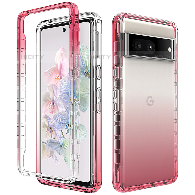 Silikon Hülle Handyhülle Ultra Dünn Flexible Schutzhülle Tasche Transparent Vorder und Rückseite 360 Grad Ganzkörper Farbverlauf JX1 für Google Pixel 7 5G groß