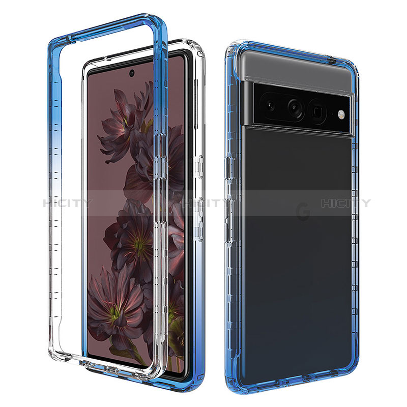 Silikon Hülle Handyhülle Ultra Dünn Flexible Schutzhülle Tasche Transparent Vorder und Rückseite 360 Grad Ganzkörper Farbverlauf JX1 für Google Pixel 7 Pro 5G groß