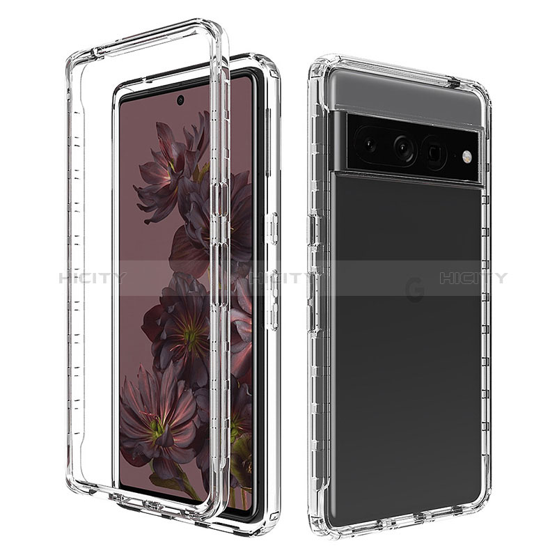 Silikon Hülle Handyhülle Ultra Dünn Flexible Schutzhülle Tasche Transparent Vorder und Rückseite 360 Grad Ganzkörper Farbverlauf JX1 für Google Pixel 7 Pro 5G Klar Plus