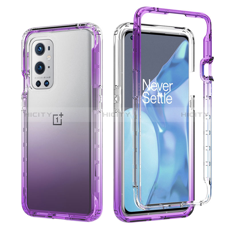 Silikon Hülle Handyhülle Ultra Dünn Flexible Schutzhülle Tasche Transparent Vorder und Rückseite 360 Grad Ganzkörper Farbverlauf JX1 für OnePlus 9 Pro 5G groß