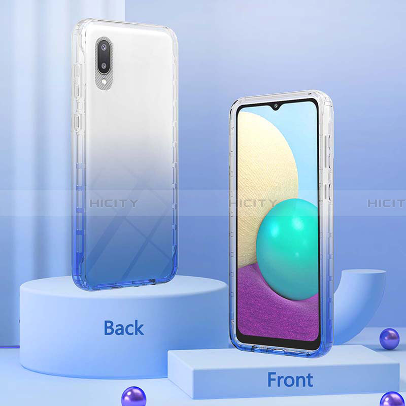Silikon Hülle Handyhülle Ultra Dünn Flexible Schutzhülle Tasche Transparent Vorder und Rückseite 360 Grad Ganzkörper Farbverlauf JX1 für Samsung Galaxy A02