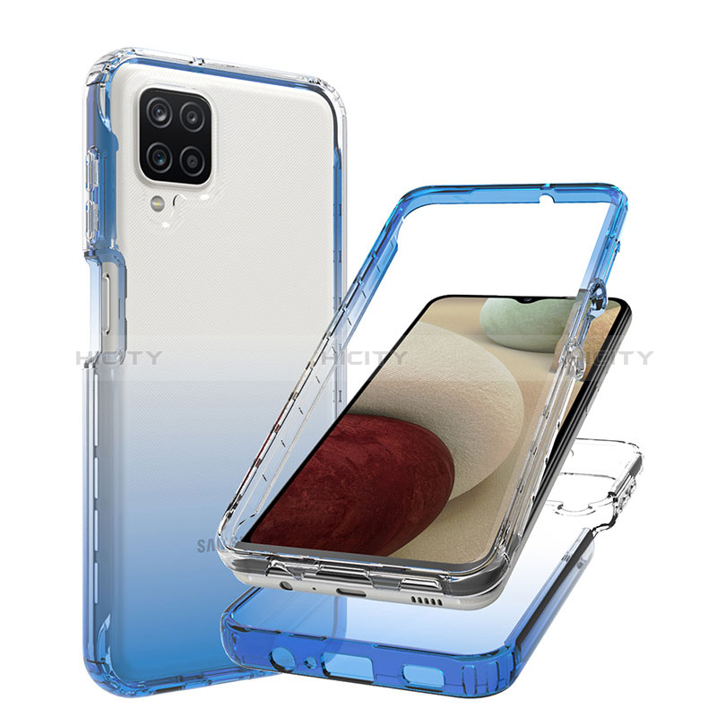 Silikon Hülle Handyhülle Ultra Dünn Flexible Schutzhülle Tasche Transparent Vorder und Rückseite 360 Grad Ganzkörper Farbverlauf JX1 für Samsung Galaxy A12