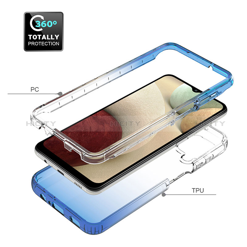 Silikon Hülle Handyhülle Ultra Dünn Flexible Schutzhülle Tasche Transparent Vorder und Rückseite 360 Grad Ganzkörper Farbverlauf JX1 für Samsung Galaxy A12 5G groß