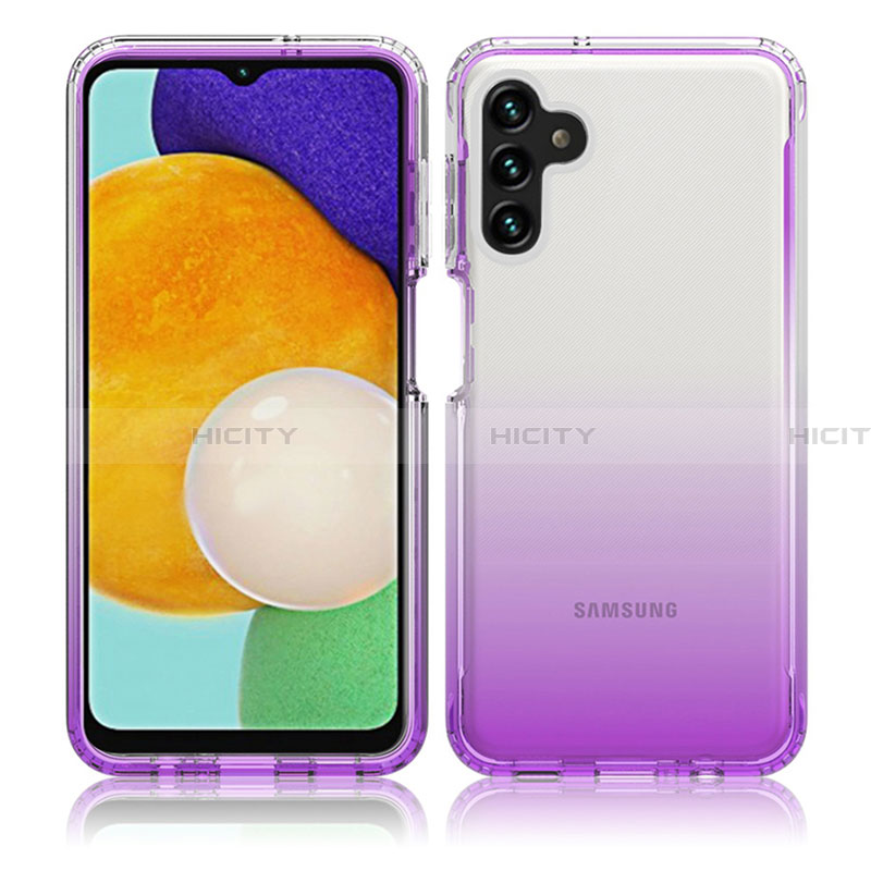 Silikon Hülle Handyhülle Ultra Dünn Flexible Schutzhülle Tasche Transparent Vorder und Rückseite 360 Grad Ganzkörper Farbverlauf JX1 für Samsung Galaxy A13 5G Violett Plus