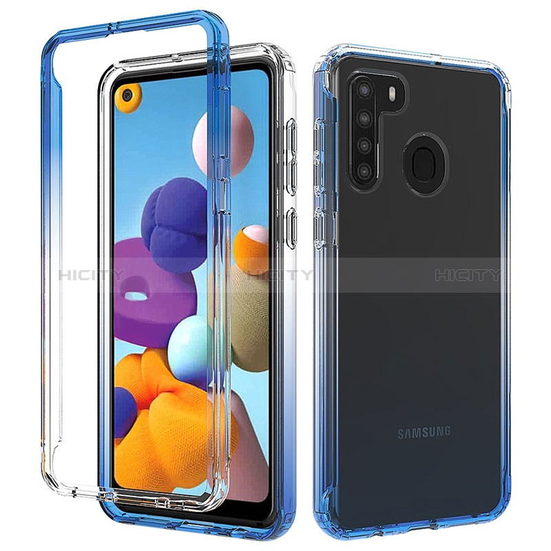 Silikon Hülle Handyhülle Ultra Dünn Flexible Schutzhülle Tasche Transparent Vorder und Rückseite 360 Grad Ganzkörper Farbverlauf JX1 für Samsung Galaxy A21s