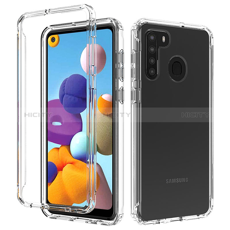 Silikon Hülle Handyhülle Ultra Dünn Flexible Schutzhülle Tasche Transparent Vorder und Rückseite 360 Grad Ganzkörper Farbverlauf JX1 für Samsung Galaxy A21s