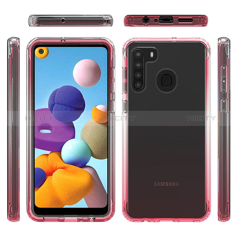 Silikon Hülle Handyhülle Ultra Dünn Flexible Schutzhülle Tasche Transparent Vorder und Rückseite 360 Grad Ganzkörper Farbverlauf JX1 für Samsung Galaxy A21s