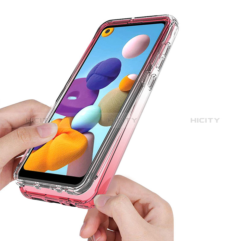 Silikon Hülle Handyhülle Ultra Dünn Flexible Schutzhülle Tasche Transparent Vorder und Rückseite 360 Grad Ganzkörper Farbverlauf JX1 für Samsung Galaxy A21s