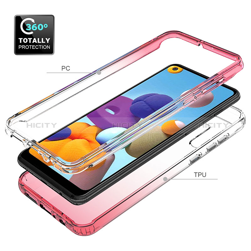 Silikon Hülle Handyhülle Ultra Dünn Flexible Schutzhülle Tasche Transparent Vorder und Rückseite 360 Grad Ganzkörper Farbverlauf JX1 für Samsung Galaxy A21s