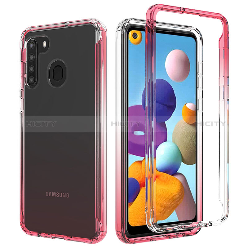 Silikon Hülle Handyhülle Ultra Dünn Flexible Schutzhülle Tasche Transparent Vorder und Rückseite 360 Grad Ganzkörper Farbverlauf JX1 für Samsung Galaxy A21s