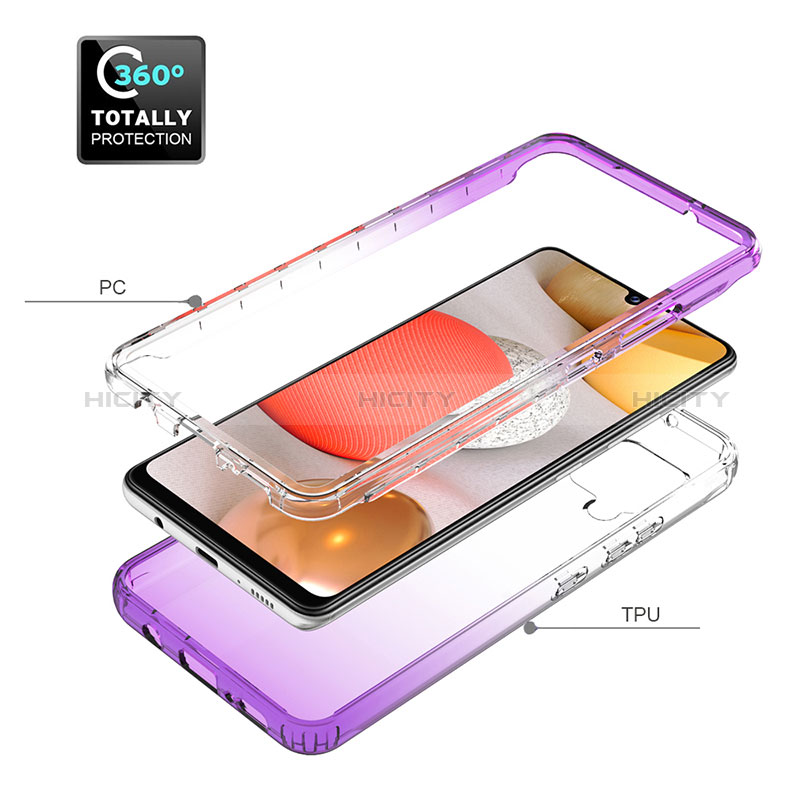 Silikon Hülle Handyhülle Ultra Dünn Flexible Schutzhülle Tasche Transparent Vorder und Rückseite 360 Grad Ganzkörper Farbverlauf JX1 für Samsung Galaxy A42 5G