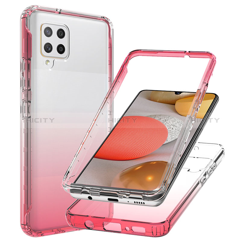 Silikon Hülle Handyhülle Ultra Dünn Flexible Schutzhülle Tasche Transparent Vorder und Rückseite 360 Grad Ganzkörper Farbverlauf JX1 für Samsung Galaxy A42 5G Rot Plus