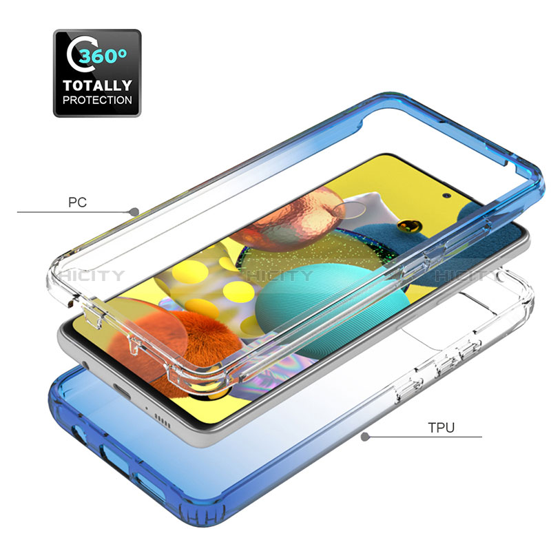 Silikon Hülle Handyhülle Ultra Dünn Flexible Schutzhülle Tasche Transparent Vorder und Rückseite 360 Grad Ganzkörper Farbverlauf JX1 für Samsung Galaxy A51 5G