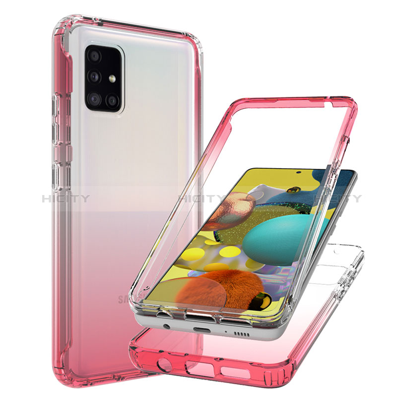 Silikon Hülle Handyhülle Ultra Dünn Flexible Schutzhülle Tasche Transparent Vorder und Rückseite 360 Grad Ganzkörper Farbverlauf JX1 für Samsung Galaxy A51 5G