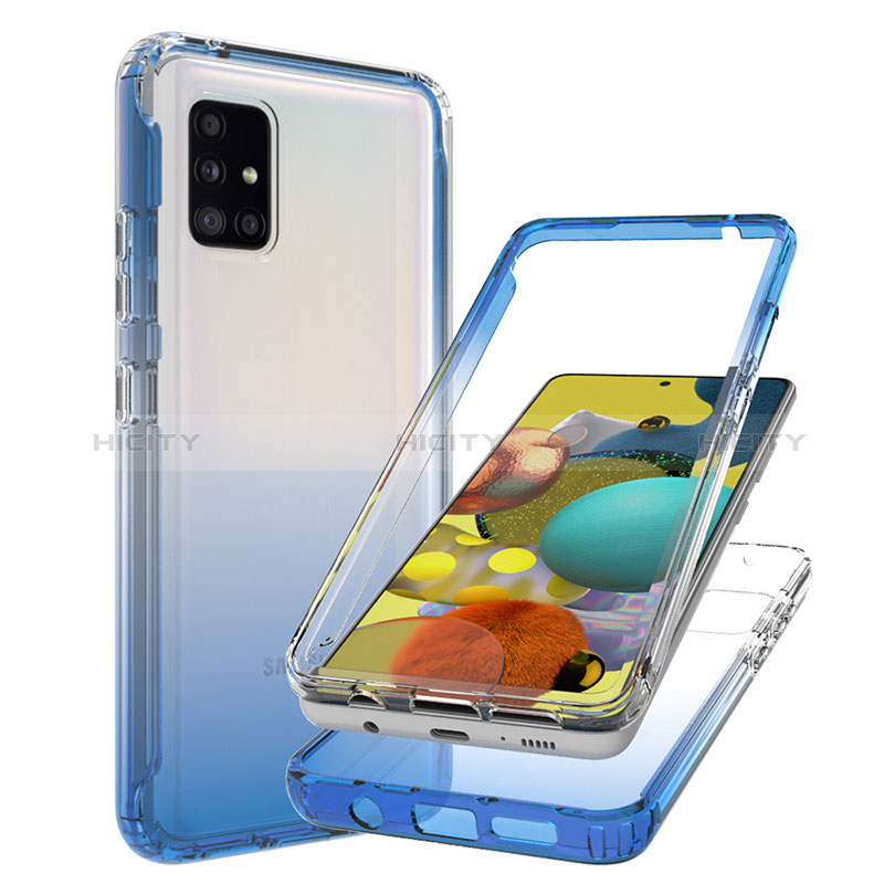 Silikon Hülle Handyhülle Ultra Dünn Flexible Schutzhülle Tasche Transparent Vorder und Rückseite 360 Grad Ganzkörper Farbverlauf JX1 für Samsung Galaxy A51 5G