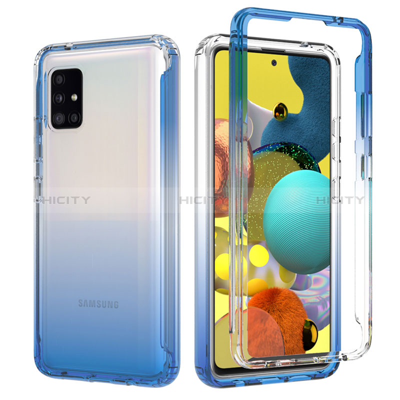 Silikon Hülle Handyhülle Ultra Dünn Flexible Schutzhülle Tasche Transparent Vorder und Rückseite 360 Grad Ganzkörper Farbverlauf JX1 für Samsung Galaxy A51 5G