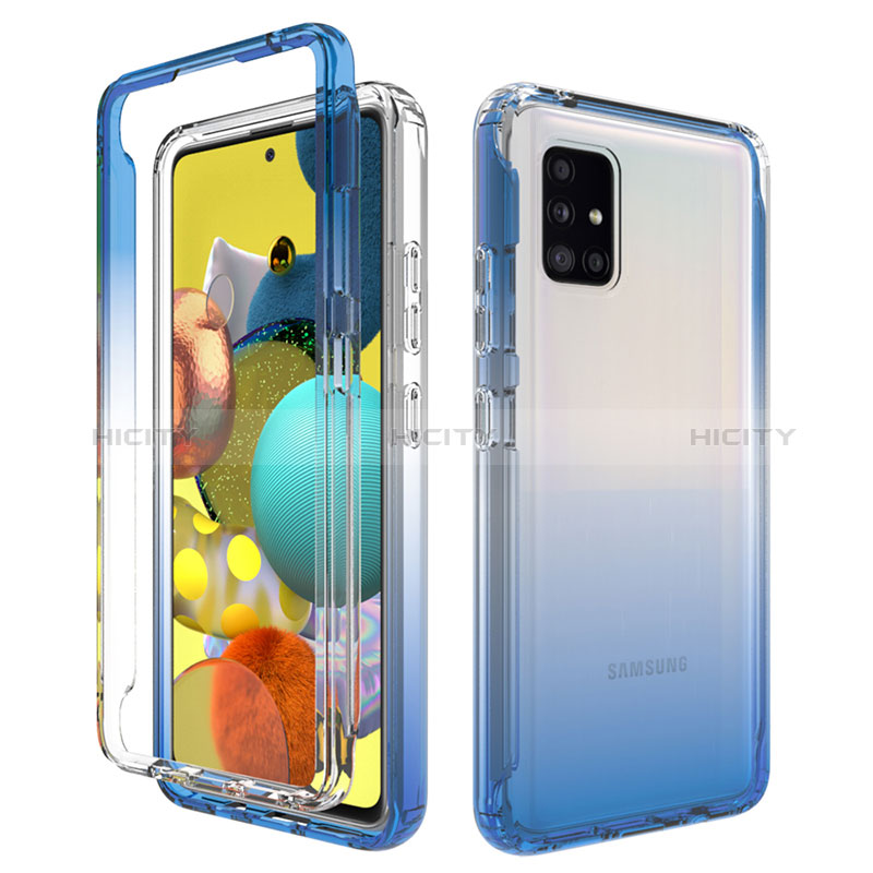 Silikon Hülle Handyhülle Ultra Dünn Flexible Schutzhülle Tasche Transparent Vorder und Rückseite 360 Grad Ganzkörper Farbverlauf JX1 für Samsung Galaxy A51 5G