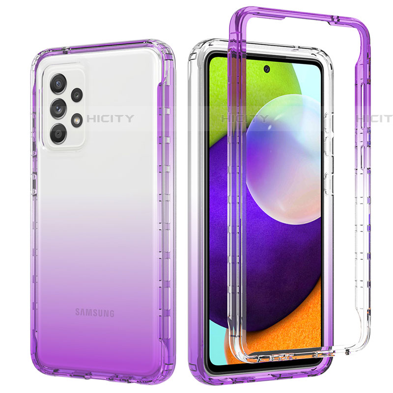 Silikon Hülle Handyhülle Ultra Dünn Flexible Schutzhülle Tasche Transparent Vorder und Rückseite 360 Grad Ganzkörper Farbverlauf JX1 für Samsung Galaxy A52 4G groß